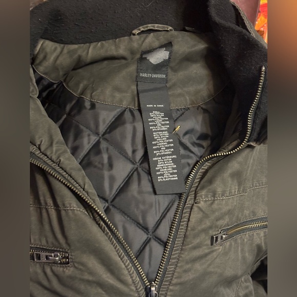 HARLEY-DAVIDSON Quilted Full Zip Cotton Blend Motorcycle Bomber Jacket - Picture 10 of 11